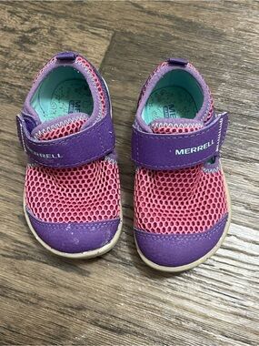 Merrell Kids Pink Mesh Sneakers with Purple Trim